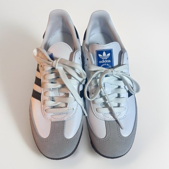 NWOB Adidas Samba OG Men’s 6 1/2 Women’s 7 1/2 White Black Stripes Gum B57806 - Picture 3 of 7